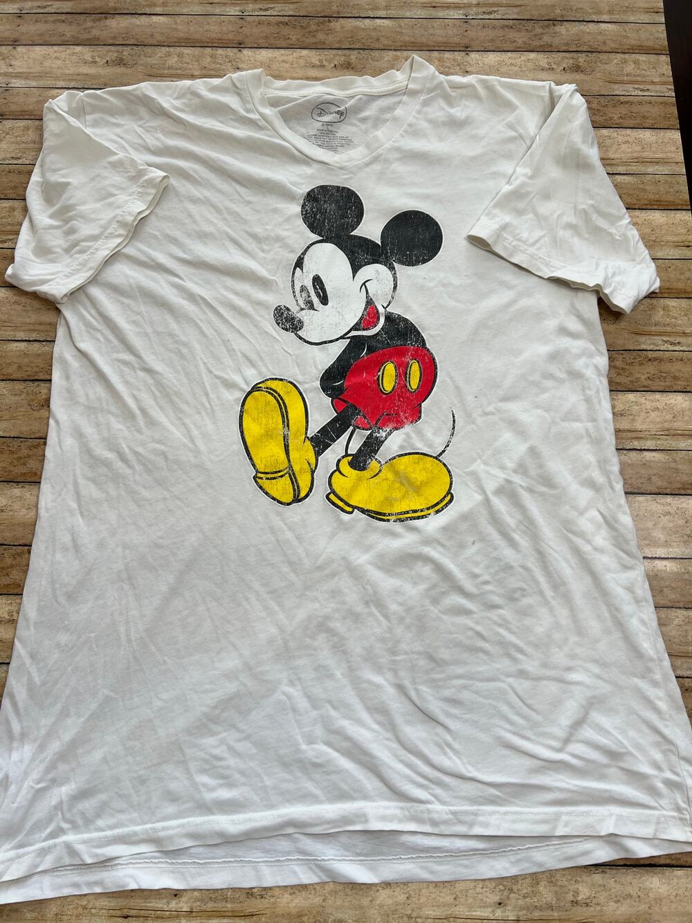 Disney Off White Mickey Mouse Vneck Tshirt Large